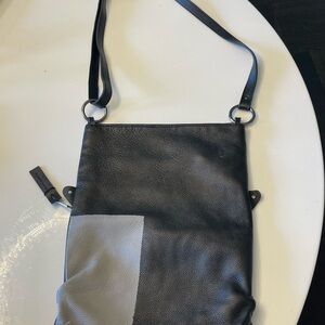 Stylish Black and Gray Leather Shoulder Bag